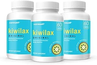 NANOWELL Kiwilax Original - Supports Healthy Bowel Movements, Digestive Health, and Natural Elimination - Gentle and Safe with Magnesium & Kiwi Proprietary Blend, 60 Capsules x 3 Bottles (180 Count)