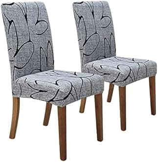 SPRINGRICO Chair Covers for Dining Room Set of 2, Stretch Dining Chair Cover, Washable Spandex Kitchen Parsons Chair Slipcovers, Removable Seat Protector for Home or Party (2 Pack, Lotus Gray)