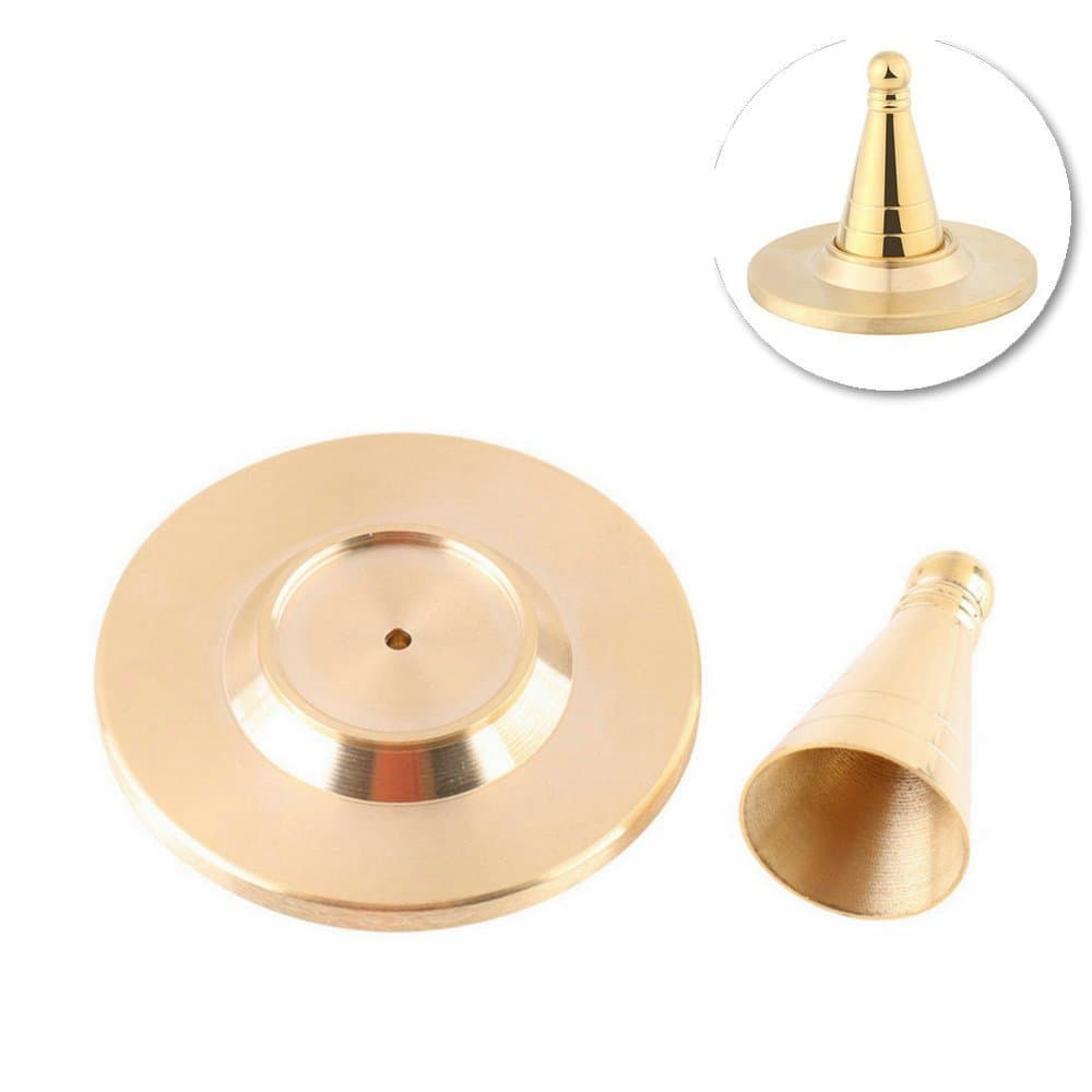 A Set Brass Cone Incense Burner Holder DIY Mold with Base Metal Incense Tower Mould Home Decor