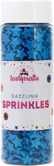 Tastycrafts Edible Star Shaped Sugar Sprinkles for Cake Decoration | Star Candy for Cake Decor | for Cake Decorations & Toppings | for Dessert, Cakes, Cupcakes, Waffles, Cookies (Blue)