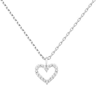 14K Gold Plated Cubic Zirconia Heart Necklace | Cute Dainty Love Pendant Necklaces for Women - Valentines Day Trendy Jewelry