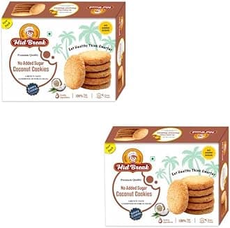 MidBreak Sugar-Free Coconut Biscuits - High Fiber Gut-Friendly Low Glycemic Index Cookies Tasty Healthy Snacks Pack of 2