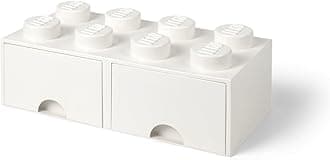 Room Copenhagen Lego Brick 8 Knobs, 2 Drawers, Stackable Storage Box, 9.4 l, White, 50 x 25 x 18 cm