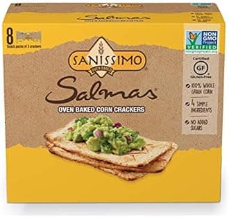 Sanissimo Salmas Oven Baked Corn Crackers, 100% Whole Grain Corn, Gluten Free, Non-GMO Project Verified, 8 Individually Wrapped Snack Packs (3 Crackers Each)