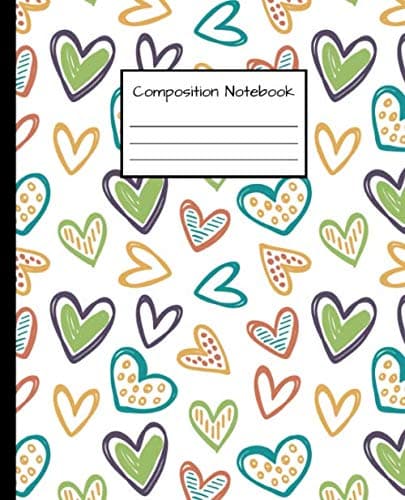 Composition Notebook: Trendy Wide Ruled Journal & Notebook for Students, Kids & Teens | Pretty Blank Wide Lined Journal for School & College for ... hexagon shaped structure | Heart and Love