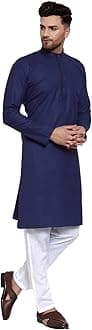 Enmozz® Multi Colored Cotton Plain Men's Ethnic Kurta Only