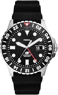 Men's Watch Blue Gmt, Three Hand Date Movement, Stainless Steel with a 46mm Case Size and Silicone Strap