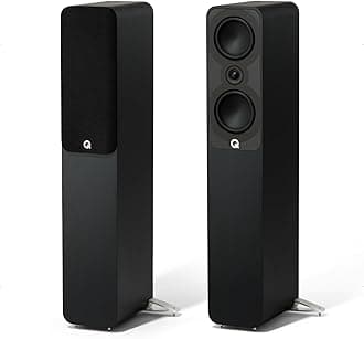 5040 Floorstanding Speaker Pair Satin Black - 5" Mid/Bass Drivers, 1" Tweeter - TV Speakers for Surround Sound System - Vinyl Record Player Speakers Hifi, Gaming PC Speakers