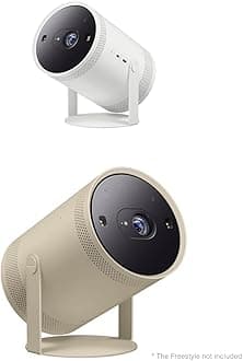 SAMSUNG 30-100 Inches The Freestyle 2nd Gen with Gaming Hub Smart Portable Projector, SP-LFF3CLAXXZA, 2023 Model w/ Freestyle Skin + Cradle Set (Yellow Beige)