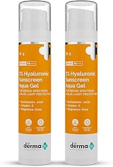 1% Hyaluronic Sunscreen Aqua Gel SPF 50 PA++++ | Hydrating, Lightweight & Non-Greasy | No White Cast | Broad Spectrum & Blue Light Protection | Clinically Tested - (In-Vivo) | 50 g Pack of 2