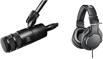Audio-Technica AT2040 Dynamic Microphone, Ultra Unidirectional Microphone, Built-in XLR, Pop Filter, Podcast, Audiobook, Game Commentary Video, Black