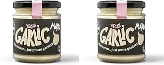 BeSaucy - Garlic Mayonnaise, Works Great as a Spread, Dip, Stirred Through Mash or Partnered with Pasta and Pizza Crusts, Produced in the UK & Vegan Friendly, 180g Glass Jar (Pack of 2)