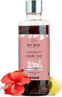 Nat Habit Hibiscus Amla Hair Oil For Men & Women, Helps In Hair Growth & Thickness, For All Hair Types, No Paraffin, Mineral Oil, Preservatives & Chemicals, 100ml