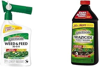 Spectracide Weed and Feed 20-0-0 32 Ounces 6 Pack with QuickFlip Sprayer and Triazicide Insect Killer for Lawns & Landscapes 40 oz Black