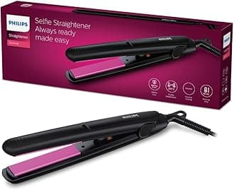 India's No.1 Hair Styling Brand Selfie Hair Straightener, Minimized Heat Damage,SilkPro Care, Ceramic Plates,Smooth Shiny Straight Hair, 210°C Temp, Salon like Result | For Indian Hair, HP8302