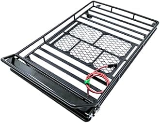 jojofuny Universal 1:10 Scale Car Roof Rack Luggage Bracket with Light for Crawler Car Compatible with Rc Crawler Accessories and Outdoor Use