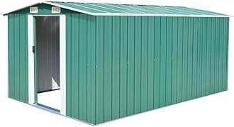 Garden Storage Shed with 4 Vents Metal Steel Double Sliding Doors Outdoor Wood Storage Shed Patio Lawn Care Equipment Tool Supplies Organizer 101.2" x 154.3" x 71.3" Green
