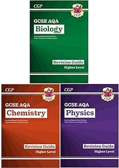 New Grade 9-1 GCSE Collection Physics,Chemistry and Biology 3 Books Bundle By CGP Books - AQA Revision Guide with Online Edition Paperback – 1 Jan. 2016
