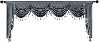 ELKCA Grey Chenille Swag Waterfall Window Curtains Valance for Living Room Modern Valance for Bedroom Curtains for Kitchen(W110inch, 1 Panel)