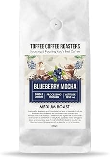 Toffee Coffee Roasters | Blueberry Mocha Coffee | Speciality Blend | 100% Arabica Medium Roast | Notes: Fruity & Blueberry| Grind: Hario V65| Freshly Roasted | 250 g