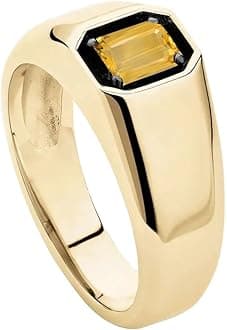 FYBIOD 10K 14K 18K Gold Men's 2 Carat Emerald Cut Gemstone Ring Custom Gemstone Birthstone Pinky Ring for Men Jewelry Gift for Him