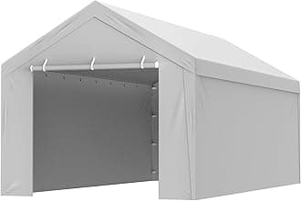 VEVOR Carport Garage Tent, Top + Side Wall 3 x 6 m, Garage Tent Shelter, Waterproof and UV Protected, Easy Installation with Tie Down Straps, White (Frame Not Included)