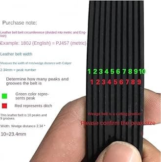 Transmission Belt 220J-PJ559 225J-PJ572 237J PJ602 Poly V-belts Ribbed For Treadmill For Fitness For Washing Machine Motor Drive Belts Drive V-Belt(250J-PJ635,1PC_9RIBS)