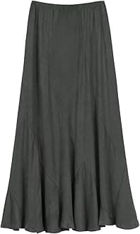 Women's Faux Suede Elastic Waist Midi Long Skirt A Line Women Flowy Fall Winter Skirts