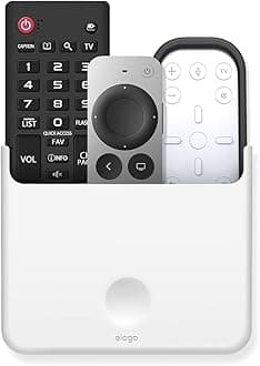 Universal Remote Holder Mount Compatible with Apple TV Remote and All Other Remote Controls - Adhesive Tape or Screw Mounting Options, Available Wired Charging [Large] [White]