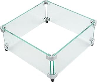 Fire Pit Wind Guard Square, 18 x 18 x 6 Inches Glass Wind Guard for Fire Pit Square
