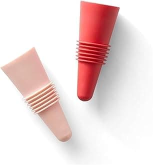 Rabbit Wine and Beverage Bottle Stoppers with Grip Top (Pink, Set of 2)
