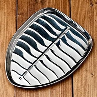 JONTY Heavy Duty Stainless Steel Banana Leaf Shape Dinner Plate Mess Trays for Kids Lunch, Camping, Events & Every Day Use Kitchenware in Various Length Sizes (28 cm)