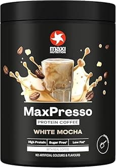 MaxiNutrition MaxPresso White Chocolate Mocha, Protein Coffee, Whey Protein Powder, 21 g Protein per Serving, Sugar-Free & Low-Fat, Mix Warm or Cold