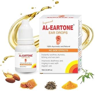 AL EARTONE EAR DROPS | Antifungal | Antibacterial | No Side Effects | 100% Ayurvedic & Natural Herbal Ear Drops | 10 ml | Pack of 5