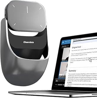 2025 AI Mouse Voice Recorder[No Subscription] with Touchpad Detachable&Air Operation PowerPoint Presentations Remote Transcribe&Summarize by AI, Office&Meetings for Mac, for Windows(Silver)