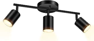 BoostArea LED 3 Light Track Lighting Kit, Black 3 Way Ceiling Spot Lighting, Flexibly Rotatable Light Head for Kitchen, Living Room, Bedroom, GU10 Bulb Not Included