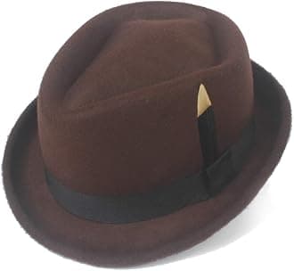 WANGQIANLI Hipster 2019 Fedora Hat Fashion Felt Wool Black Feather Ladies Hat Men's Panama Jazz Hat Gangster Hat (Color : Coffee, Size : 56-58cm)