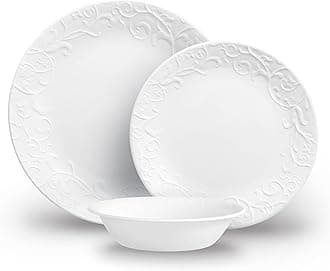 12pc Bella Faenza Dinnerware Set for 4 - 3X More Durable Glass, Half Weight of Ceramic, up to 80% Recycled