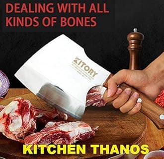 Kitory Meat cleaver for Bone Cutting, Super Massive Heavy Duty Axe Shape Butcher Kitchen Knife especially for big beef caw bones and frozen meat breaking, 2024 Gifts