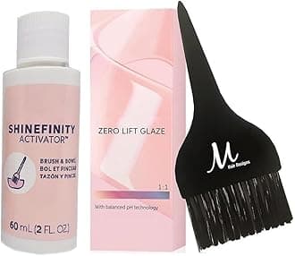Shinefinity Zero Lift Glaze 08/38 Light Blonde Gold Pearl Demi-Permanent Hair Color 2 Ounce, Shinefinity Activator 2 oz and M Hair Designs Tint Brush (Bundle)