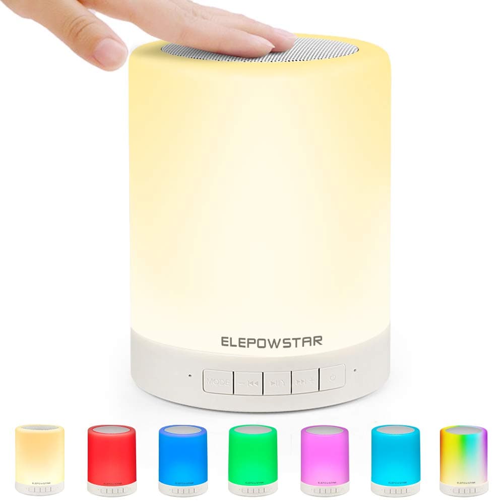 Smart Touch Night Light with Bluetooth Music Speaker, Dimmable Color Changing RGB Bedside Lamp for Bedroom, Portable Speakers with Mood Light, Best Gifts for Baby, Kids,Party