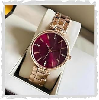 Acnos Premium Girl Wrist Watch Rose Gold Plated Analog Watch Diamond Studded Dial Stylish Bracelet Strap Stainless Steel Band Perfect for Women