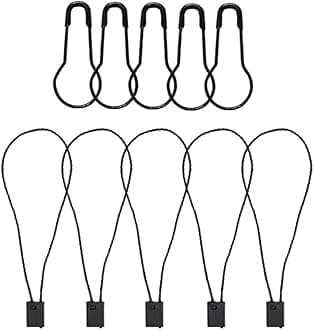 500 Pcs 7 Inch Hang Tag Fasteners Black Nylon Strings and 500 Pcs 0.85 Inch Black Metal Ground Safety Pins Clothes, Lock Pin Security Loop for Retail Store Clothing Accessory Price Pins