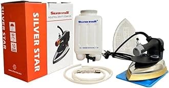 - Silver Star steam iron1800W, 220V Industrial Steam with Teflon Shoes Es-300L, 4.0 L Water-Tank (Gold)