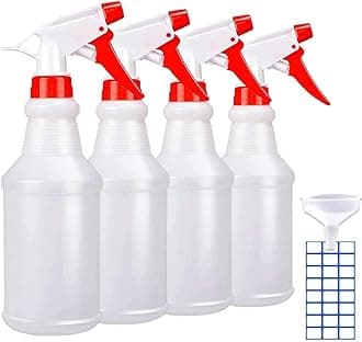 JohnBee Empty Spray Bottles (16oz/4Pack) - Adjustable Spray Bottles for Cleaning Solutions - No Leak and Clog - HDPE spray bottle For Plants, Pet, Vinegar, BBQ, and Rubbing Alcohol.