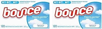 Bounce Fabric Softener Dryer Sheets, Free & Gentle, 120 Count (Pack of 2)