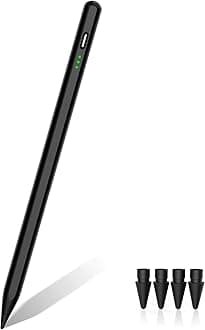 Black Stylus Pen for Apple iPad 2018-2025, (2X Faster Charge), Pixel Precision, Active Pencil Compatible with iPad A16 11/10/9/8/7/6th Gen, Pro 12.9"/11"/M4, Air 3/4/5/M2/M3, Mini 5/6/7th