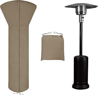 Patio Heater Cover with Zipper and Storage Bag, Waterproof Outdoor Heater Cover Dustproof, UV-Resisant, Wind-Resistant (89"H x 33"D x 19"B, Camel)