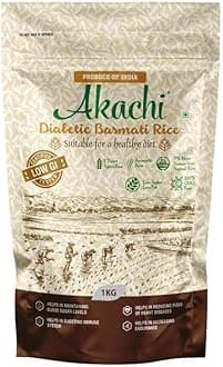 Akachi Diabetic Basmati Rice, Clinically Certified Low GI Rice | 100% GMO Free | To Manage Blood Sugar Level, for Diet & Diabetic Patients | Low Sugar | Low Fat | (2 x 1KG)
