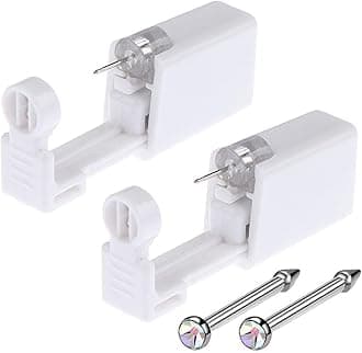 Nose Piercing Gun - 2 Pack Self Nose Piercing Kit Unit Disposable Nose Piercing Gun with Nose Stud Piercing Kit Tool for Cartilage Tragus Helix Piercing Gun Piercing Jewelry (Red)